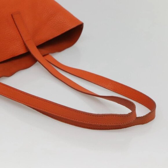 PRADA Tote Bag Leather Orange Gold Auth hk2515 - Picture 8 of 16